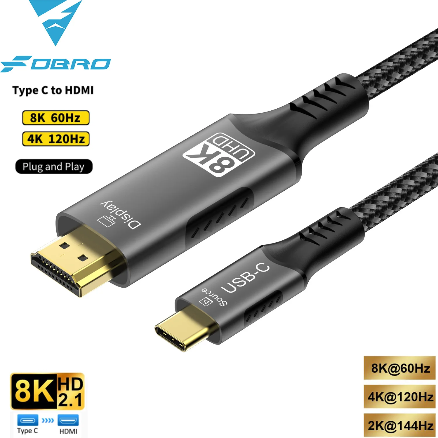 Кабель usb c — hdmi 8k@60 гц 4k@120