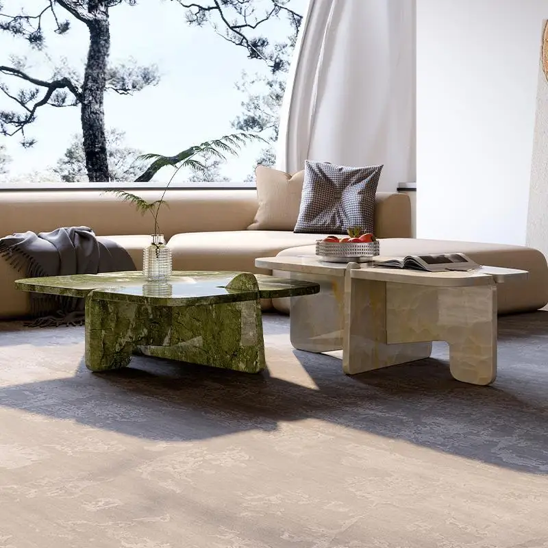 Дизайнерский набор журнальных столиков из натурального мрамора - Фотография_3