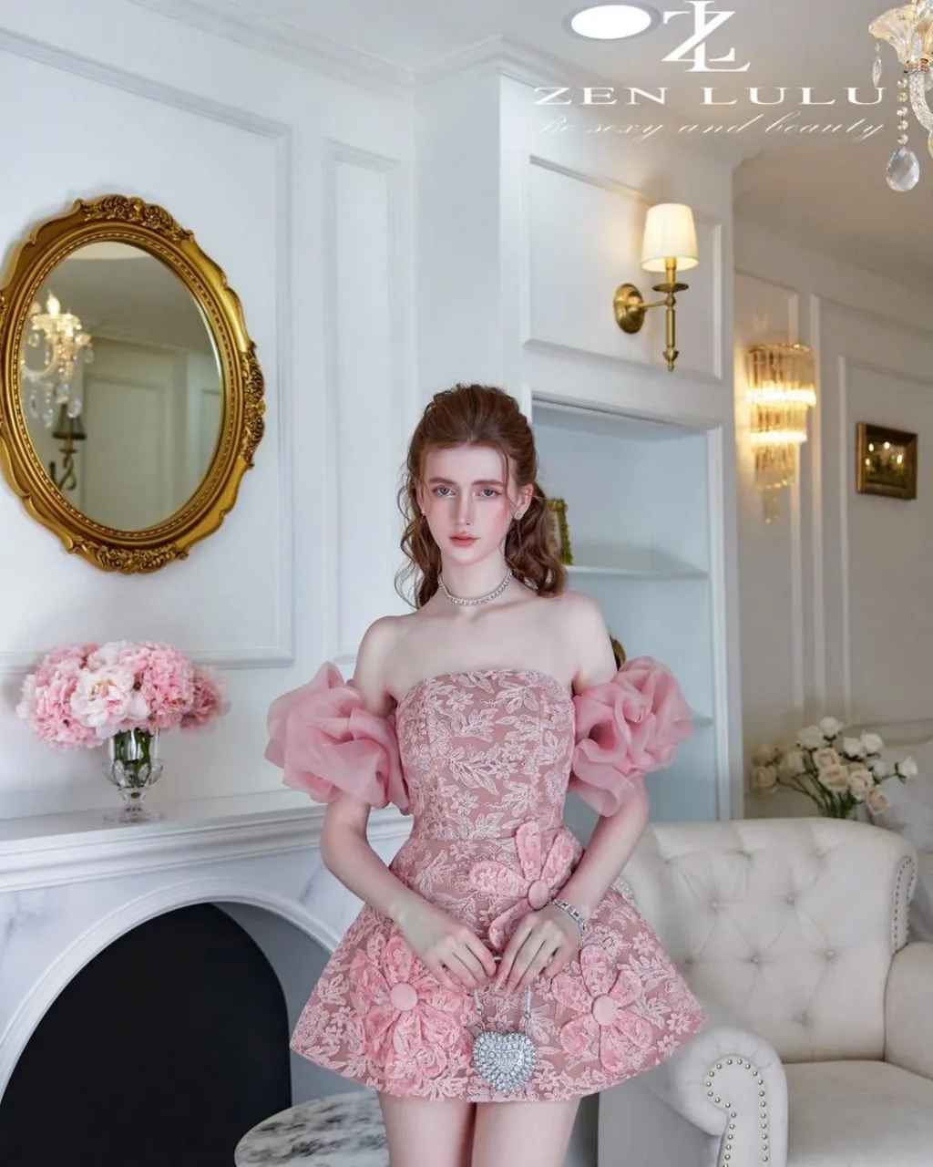 Элегантное розовое кружевное платье - Фотография_4