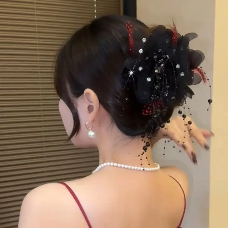 Женская модная повседневная заколка для волос в горошек с перьями - Фотография_2