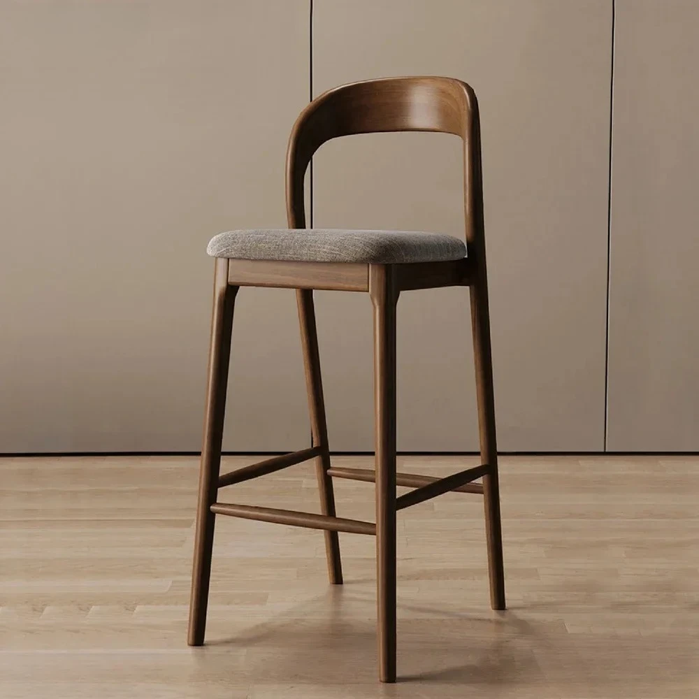 Скандинавские дизайнерские барные стулья из цельного дерева - Фотография_2