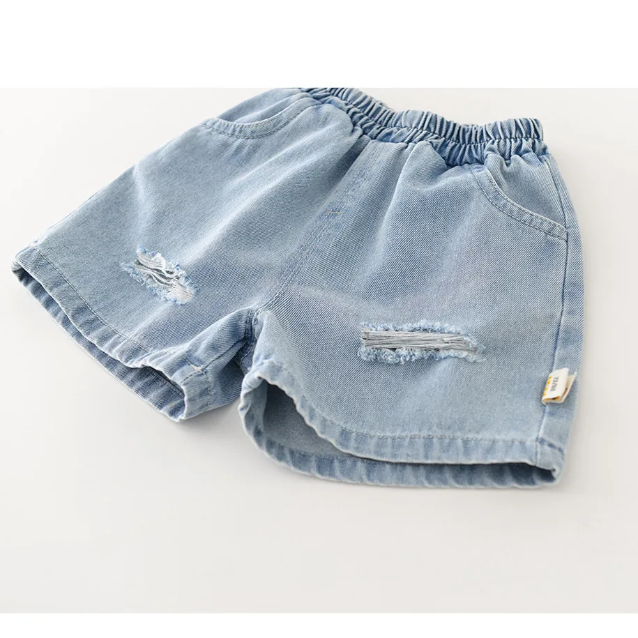 Модные детские рваные джинсовые шорты унисекс для новорожденных - Фотография_6