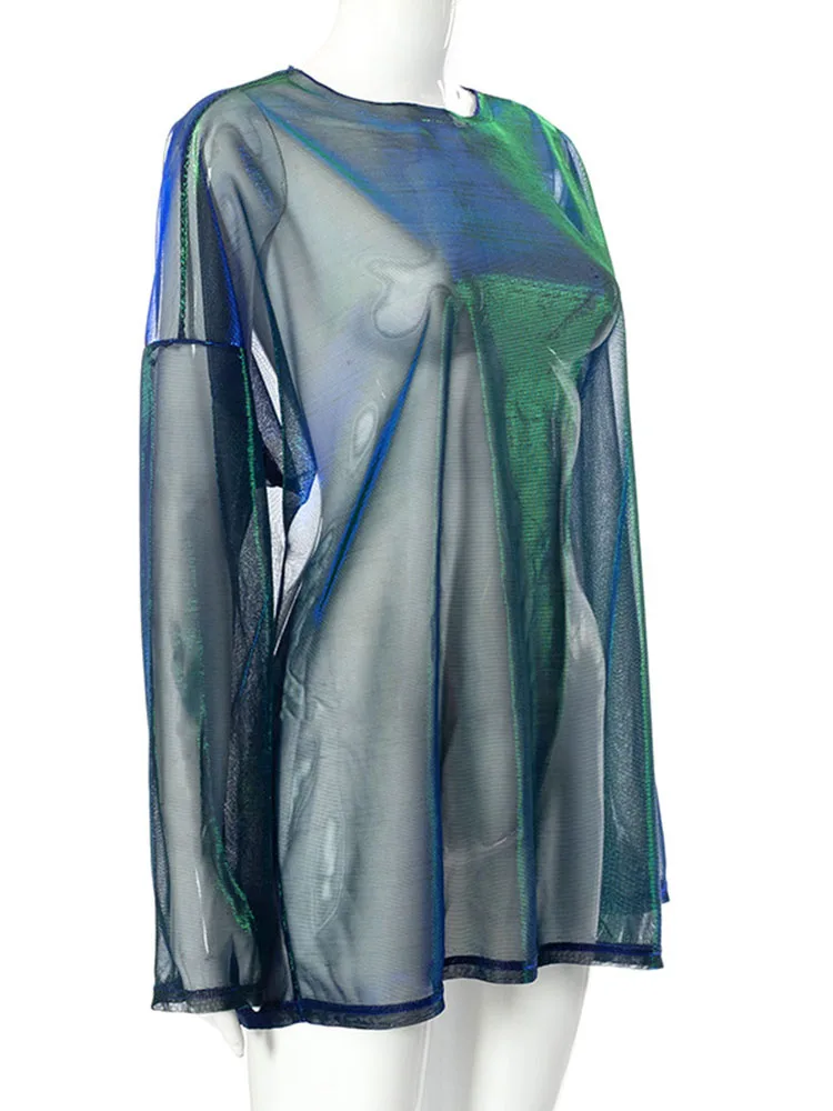 Однотонная прозрачная футболка - Фотография_5