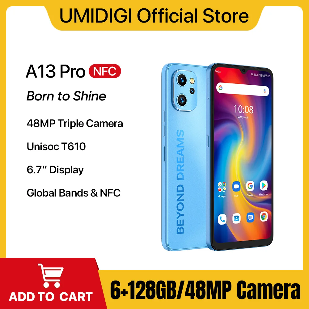 Umidigi a13 pro android-смартфон nfc 48mp ai тройная камера 6 гб 128 гб 6