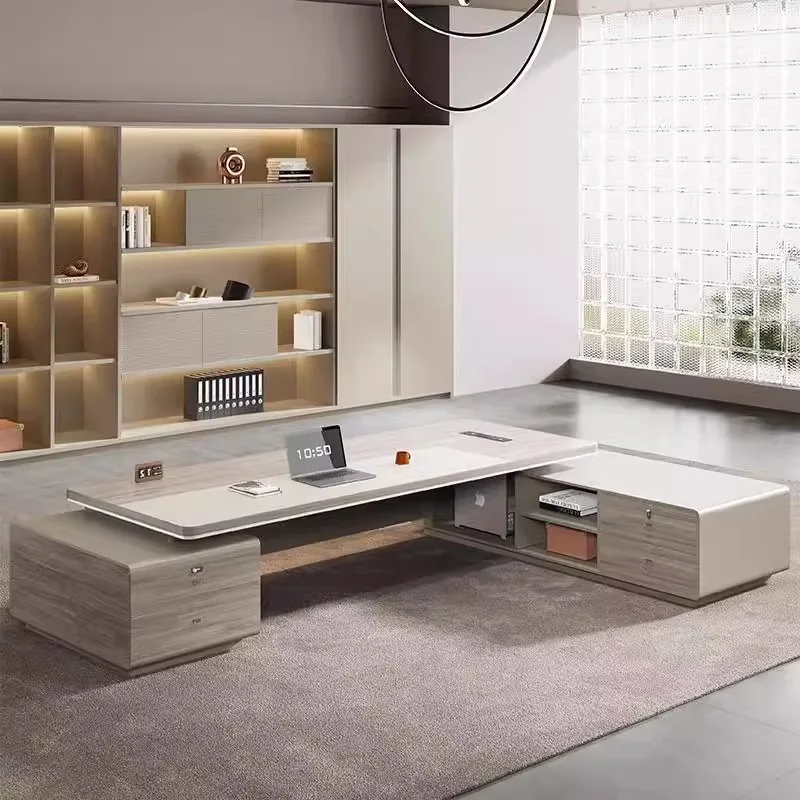 Простой современный офисный стол и стул для босса - Фотография_3