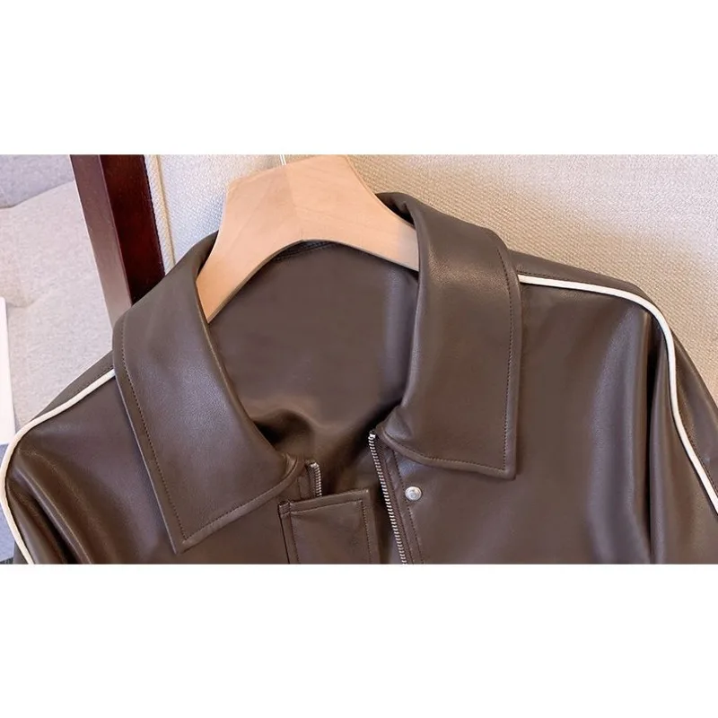 Женская высококачественная кожаная куртка - Фотография_6