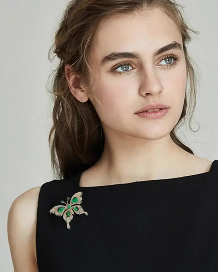 Модные женские элегантные изумрудные хрустальные броши-бабочки для девочек - Фотография_2