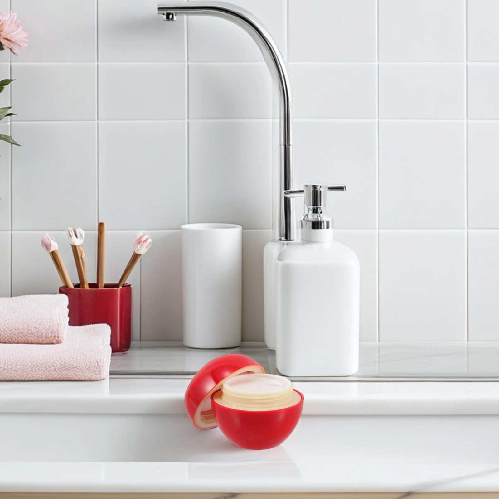 Портативная многоразовая банка для крема в форме яблока - Фотография_2