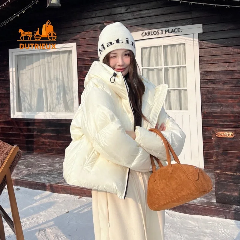 Новый зимний свободный короткий пуховик с капюшоном для женщин - Фотография_2