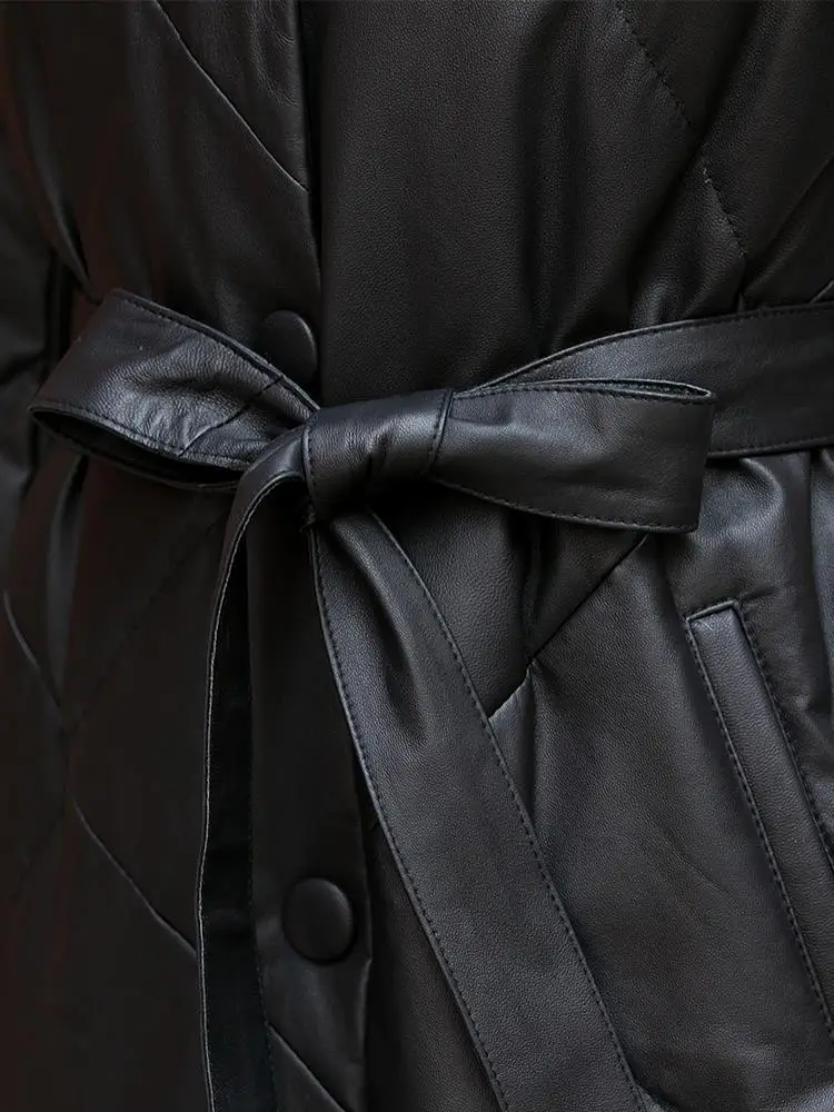 Женский кожаный пуховик - Фотография_6