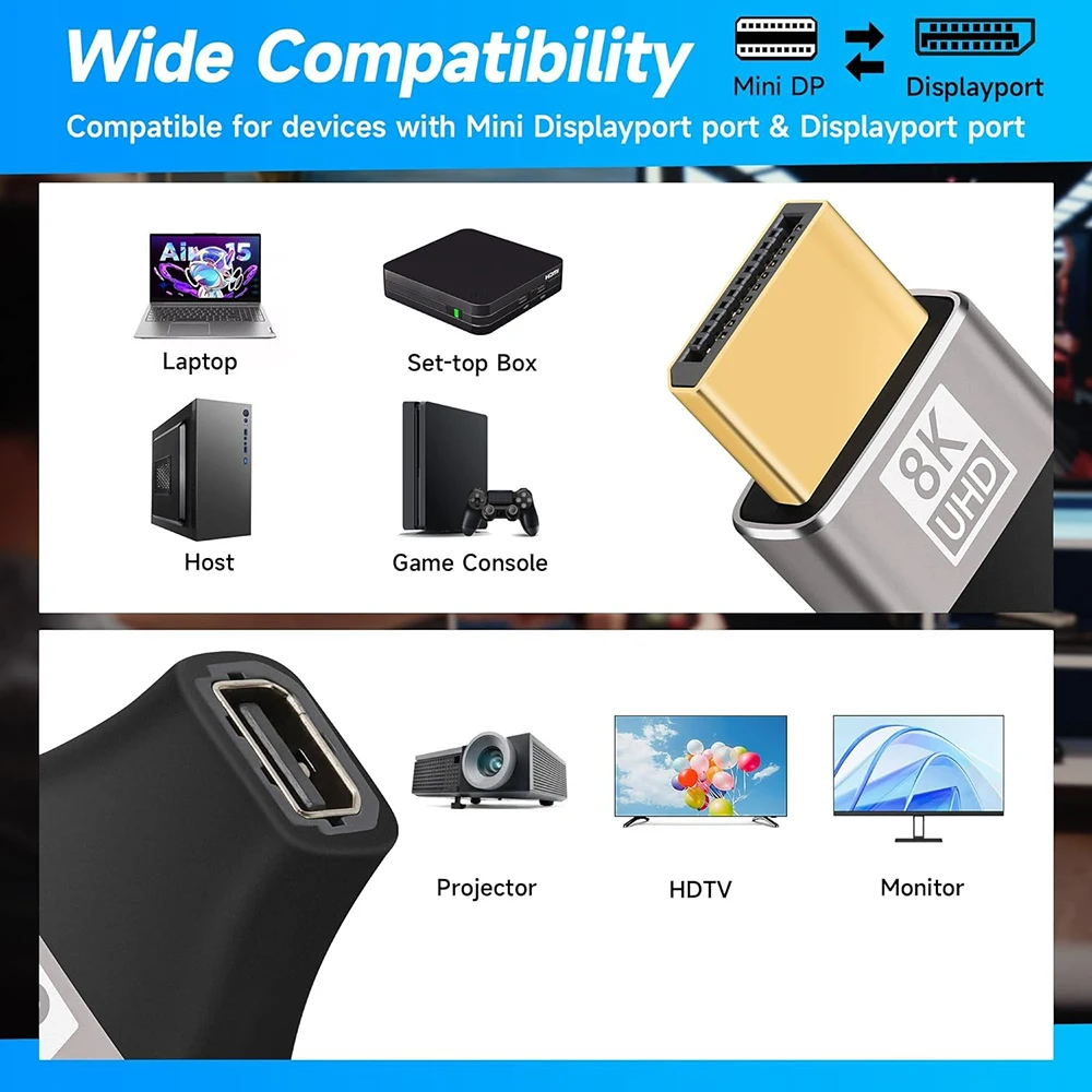Адаптер mini displayport-displayport 8k60hz dp2 - Фотография_4