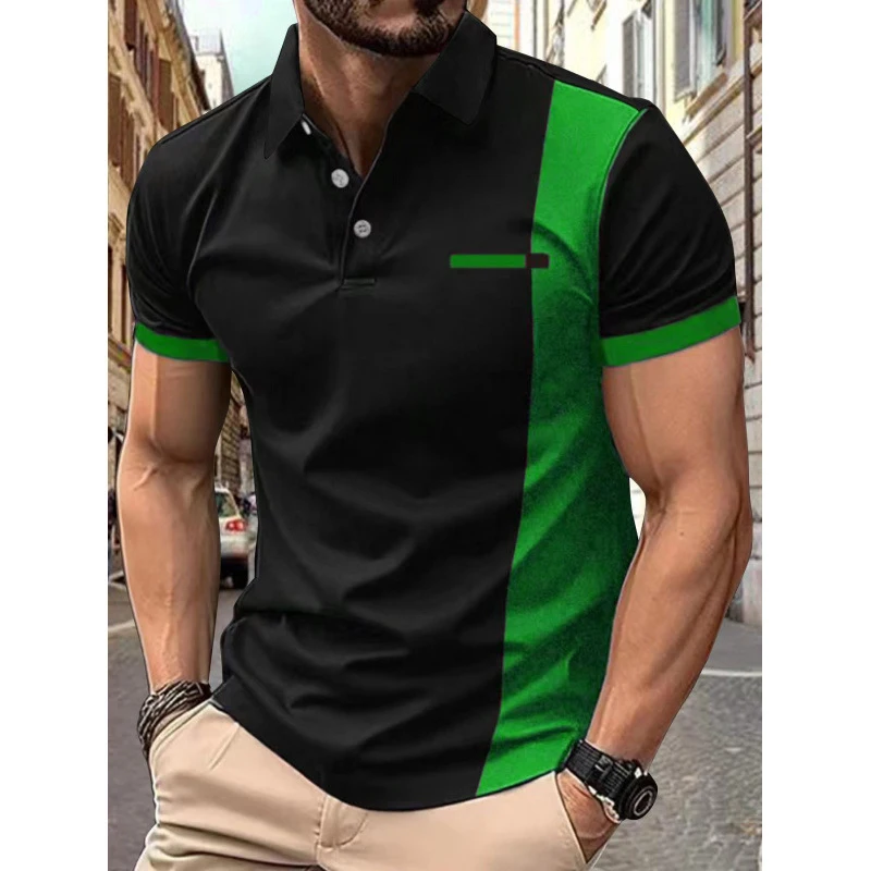 Модные мужские футболки-поло с градиентным узором - Фотография_4