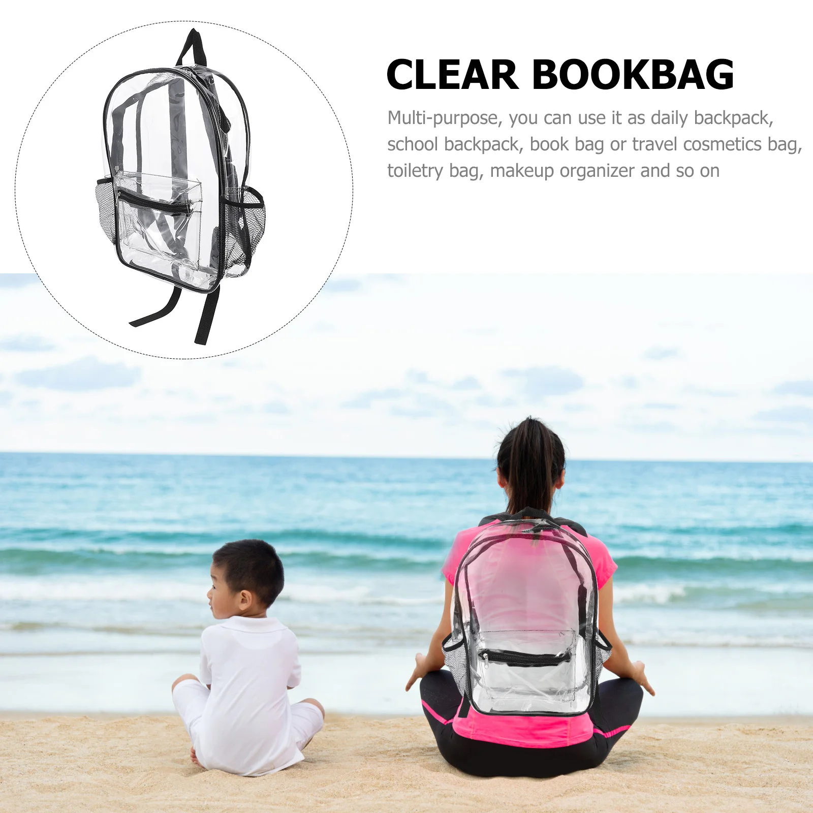 Черный прозрачный желейный рюкзак из пвх - Фотография_6