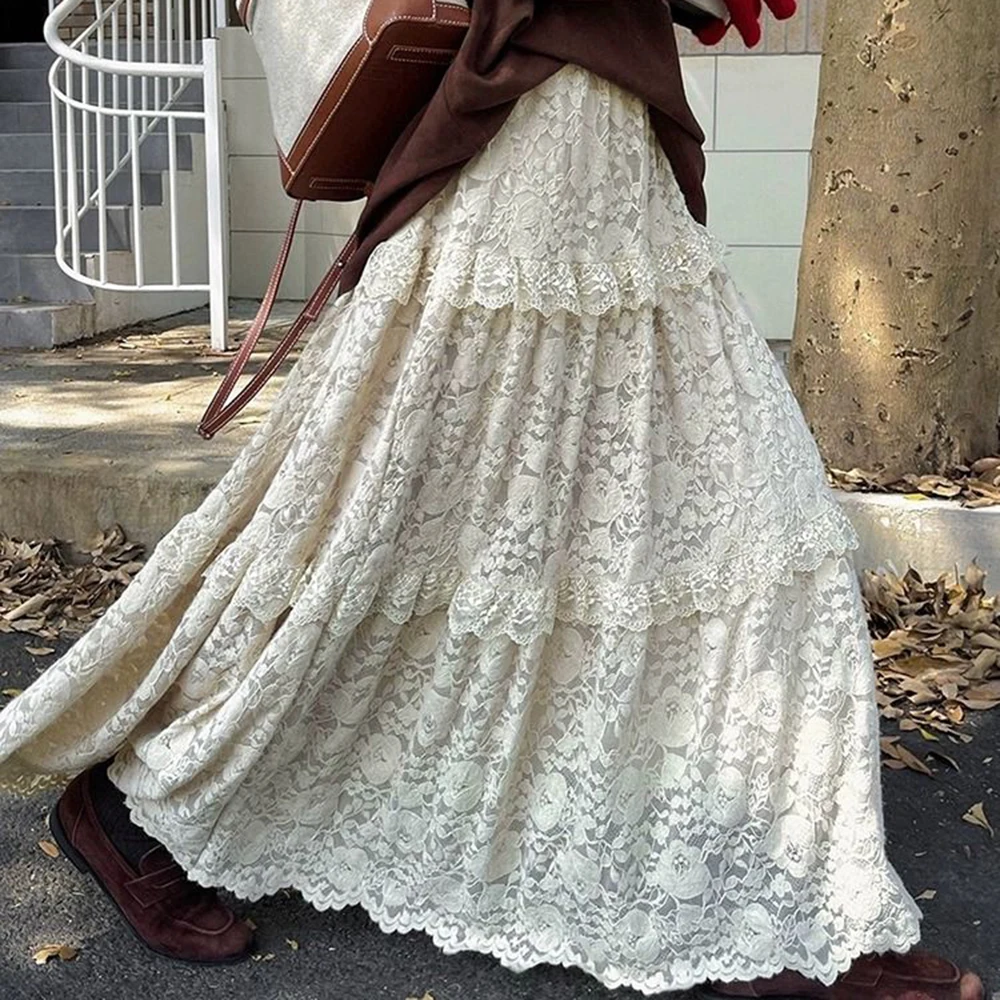 Кружевная юбка-миди