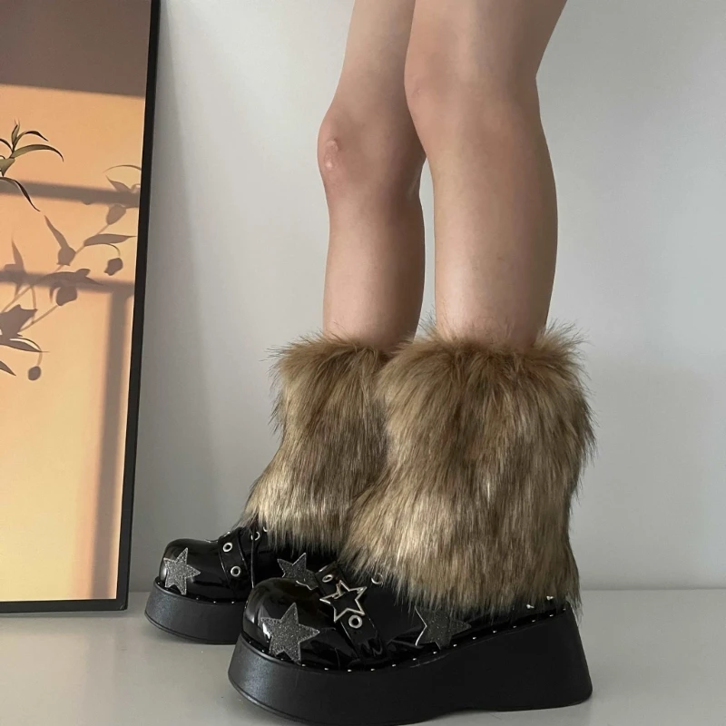 3 цвета, 15 см, утепленные плюшевые гетры из искусственного меха - Фотография_2