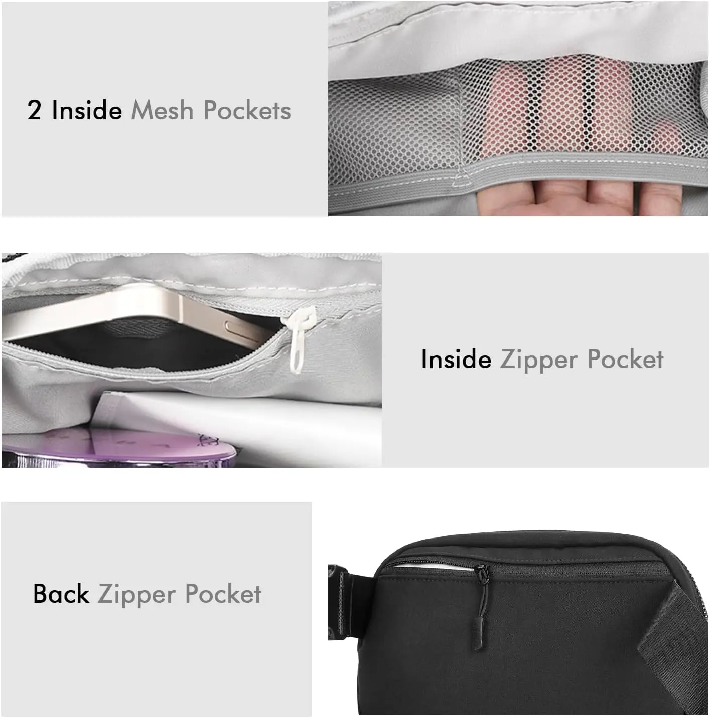 Черная поясная сумка с защитой от кражи для женщин и мужчин - Фотография_4