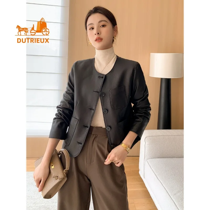 Новая осенняя женская короткая кожаная куртка ручной работы