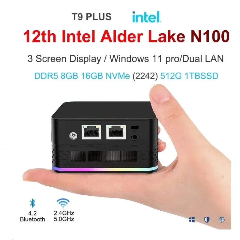 Мини-пк t9, intel alder lake n100 16 гб ddr5 256/512 гб/1 тб