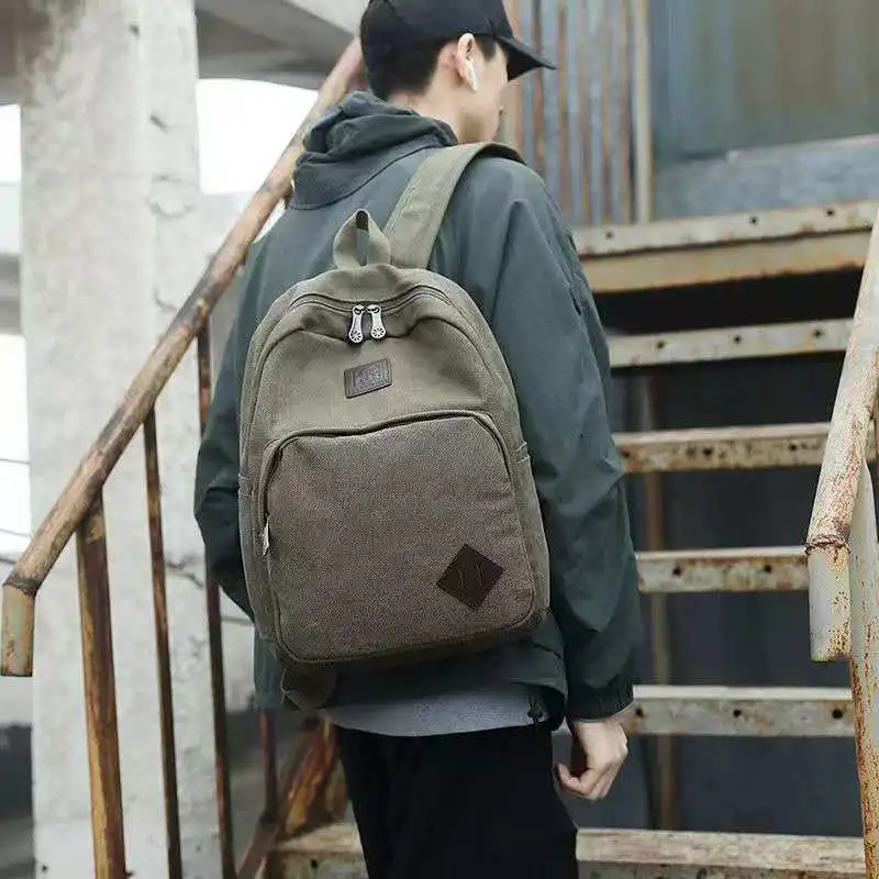 Мужской рюкзак, повседневная парусиновая сумка на два плеча - Фотография_5
