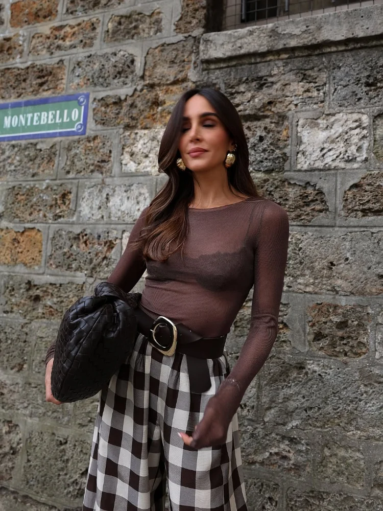 Шикарные свободные укороченные брюки в клетку - Фотография_6