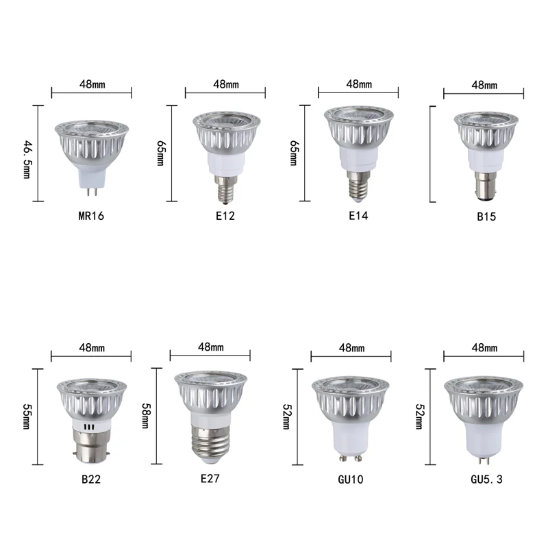 Супер яркая приглушаемая лампочка gu10/gu5.3/e27/e14/e12/b22/b15 cob 5 вт - Фотография_2