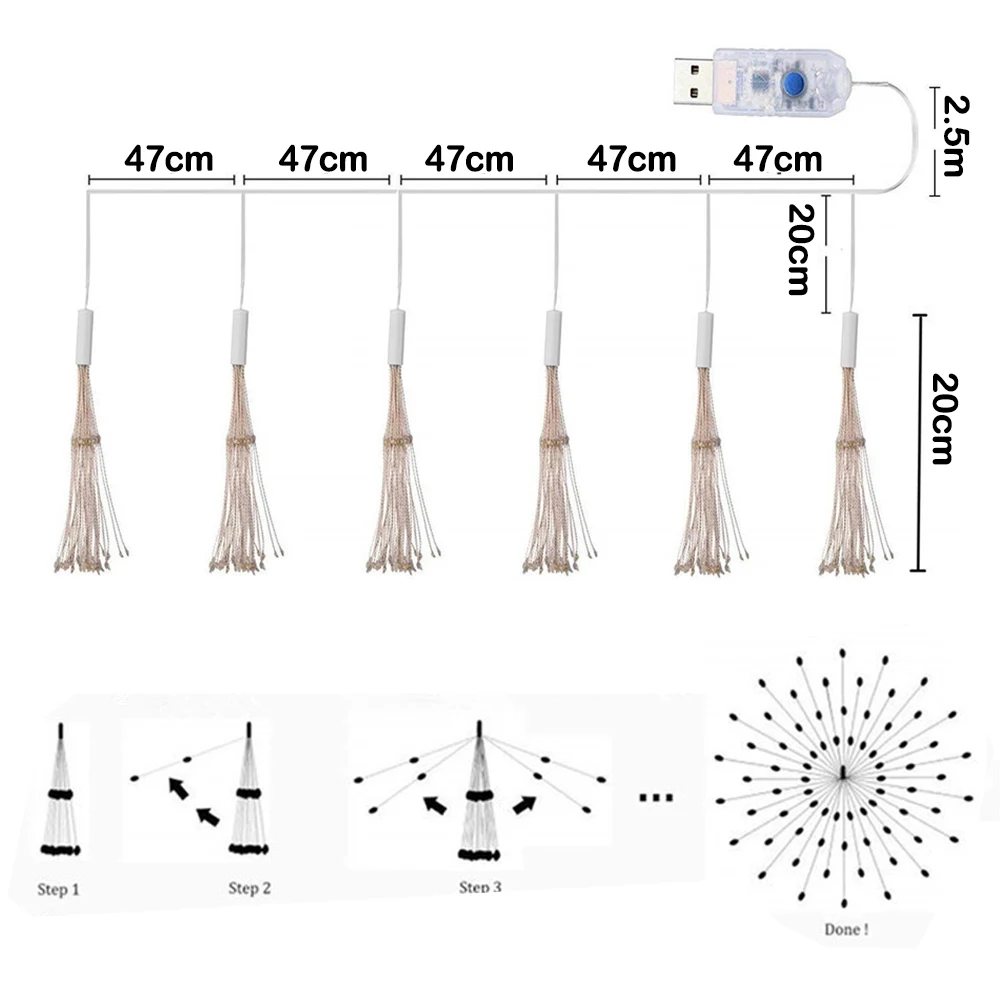 Diy фейерверк свет usb подвесная - Фотография_6