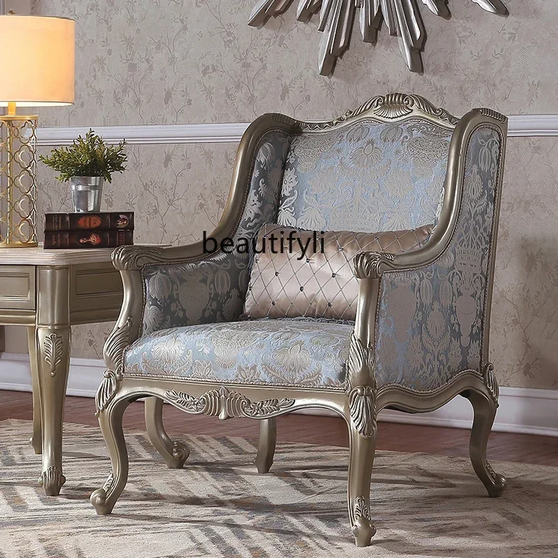 Yh8 европейский диван из цельного дерева из синели для гостиной - Фотография_4