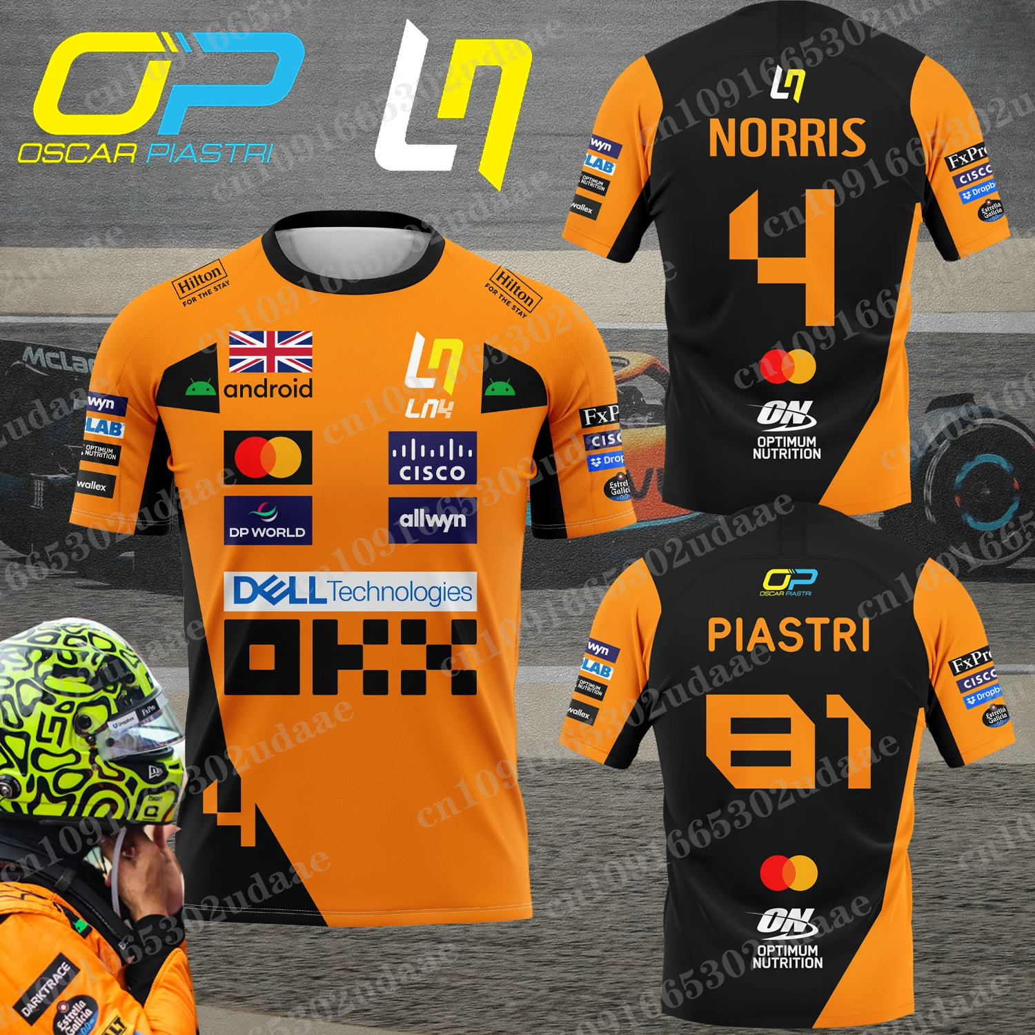 Lando norris no.4 2025новая футболка в гоночном стиле