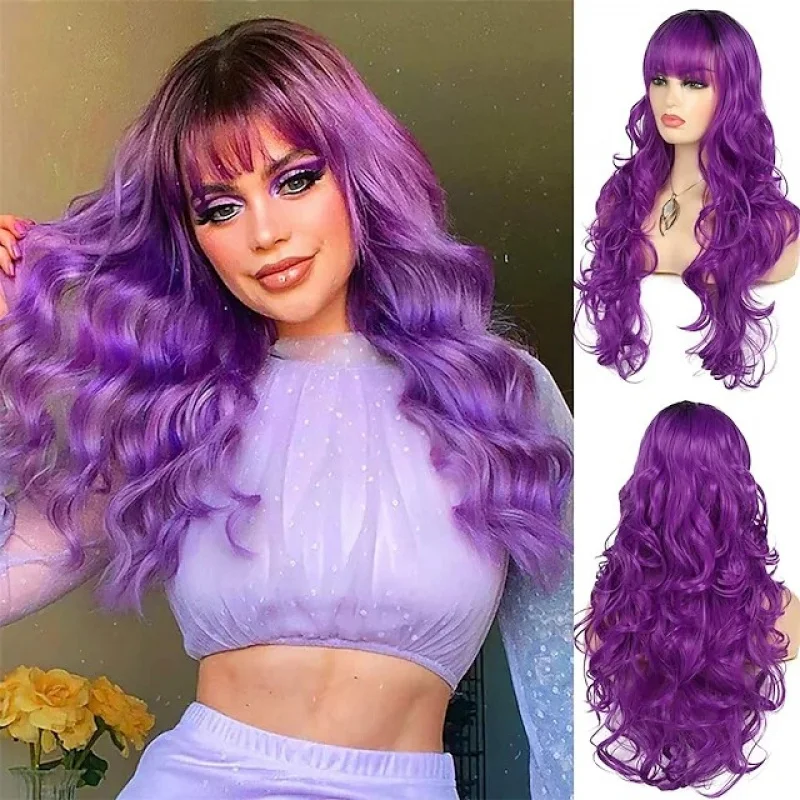 Ombre фиолетовый длинный вьющийся