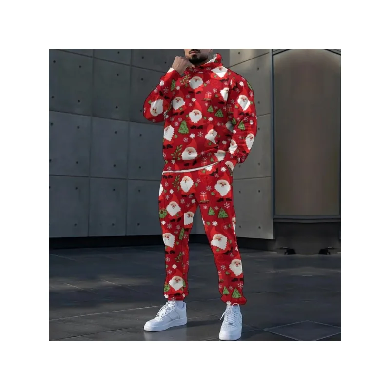 Свободный 3d мужской комплект с капюшоном - Фотография_3