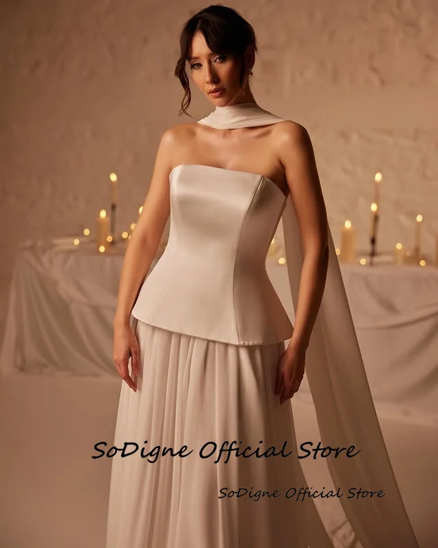 Свадебное платье трапециевидной формы без бретелек - Фотография_3