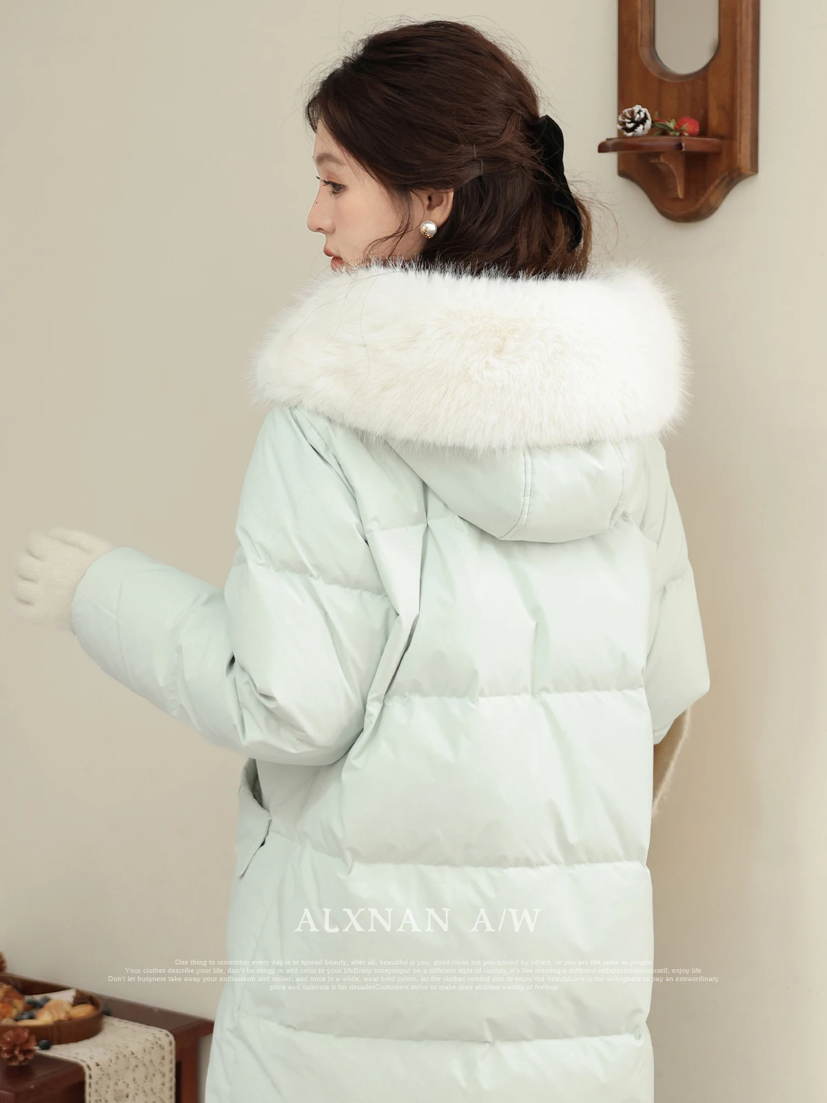 Alxnan длинный пуховик 90 - Фотография_5