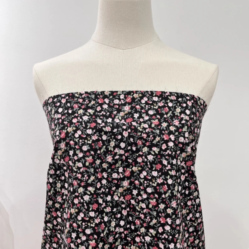 140x50 см, черная однотонная хлопковая швейная ткань с цветочным принтом - Фотография_2