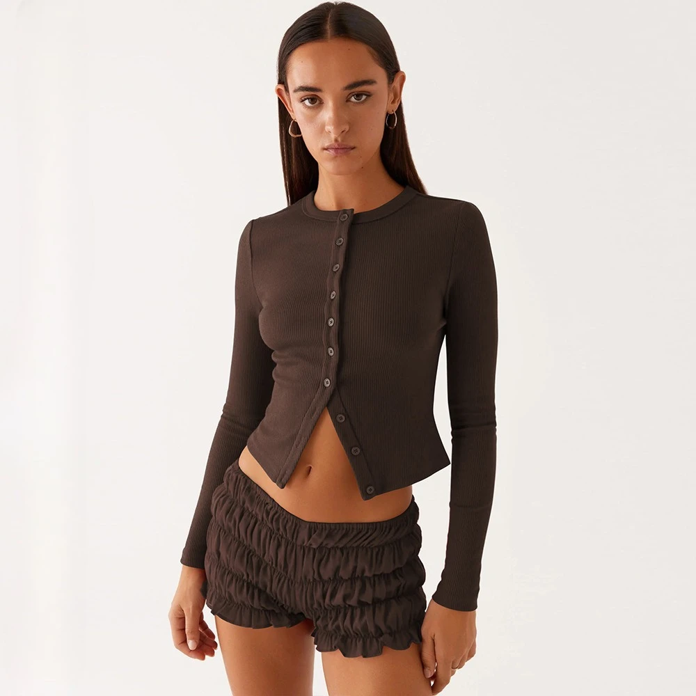 Сплошной цвет, облегающий кардиган