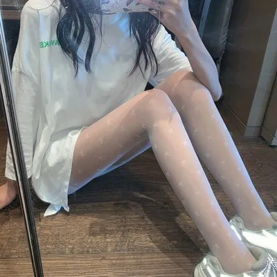 Сексуальные шелковые чулки в горошек с бантом/сердцем - Фотография_4