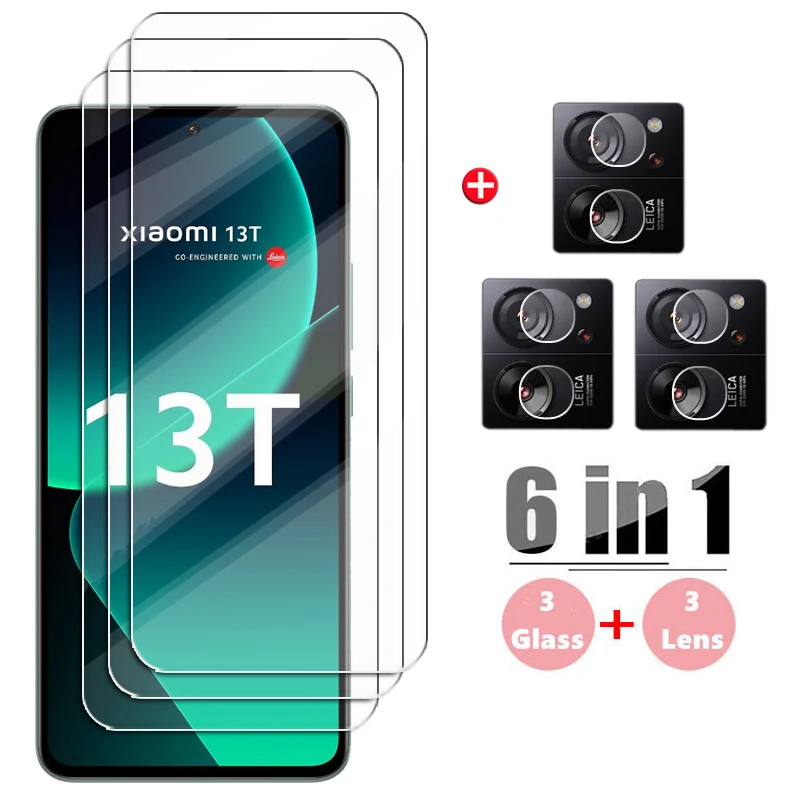 6в1 для xiaomi 13t закаленное стекло