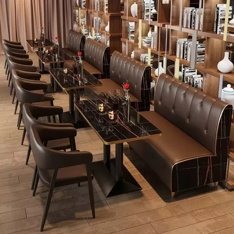 Современный мраморный обеденный стол и стулья - Фотография_5