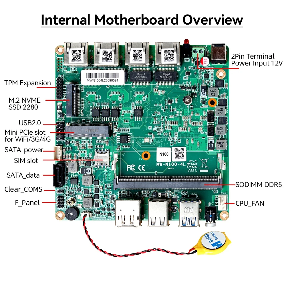 Промышленный мини-пк inter n100 barebone kit ddr4 ram m - Фотография_6