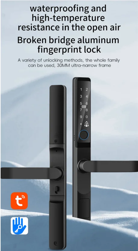 Тонкий умный алюминиевый дверной замок - Фотография_2