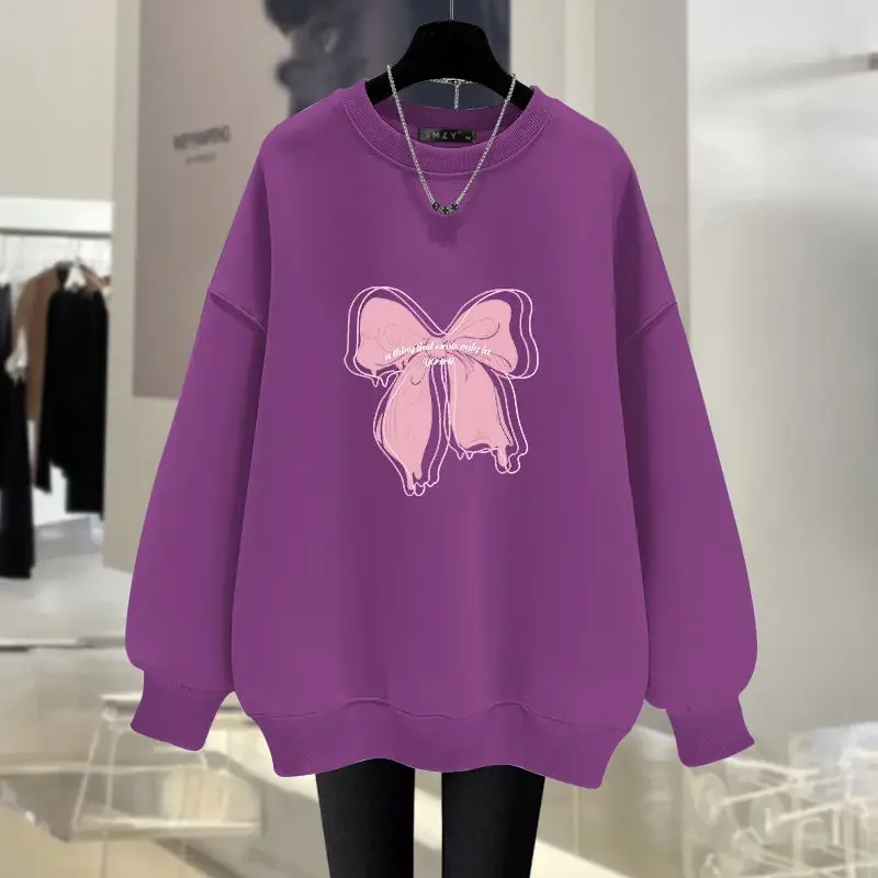 Осенне-зимние модные толстовки с длинными рукавами и бантом - Фотография_4