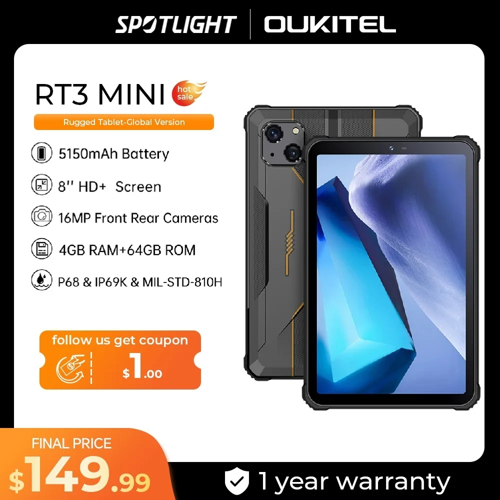 Oukitel rt3 компактный планшет с 8-дюймовым дисплеем