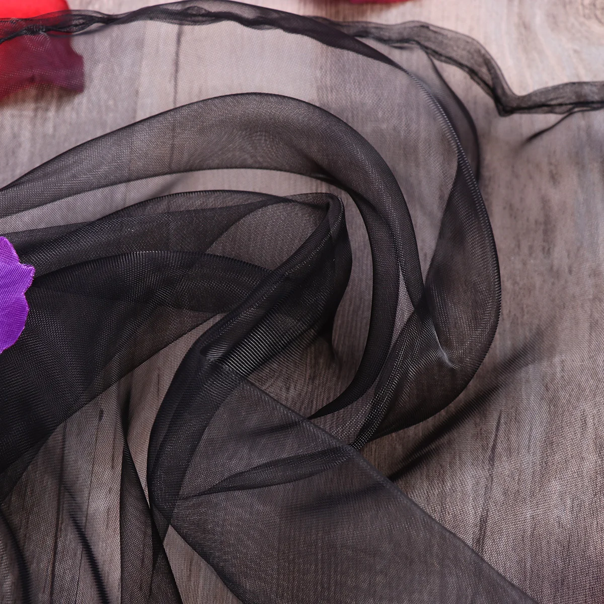 Черные полупрозрачные шторы из вуали 100x200 см - Фотография_5