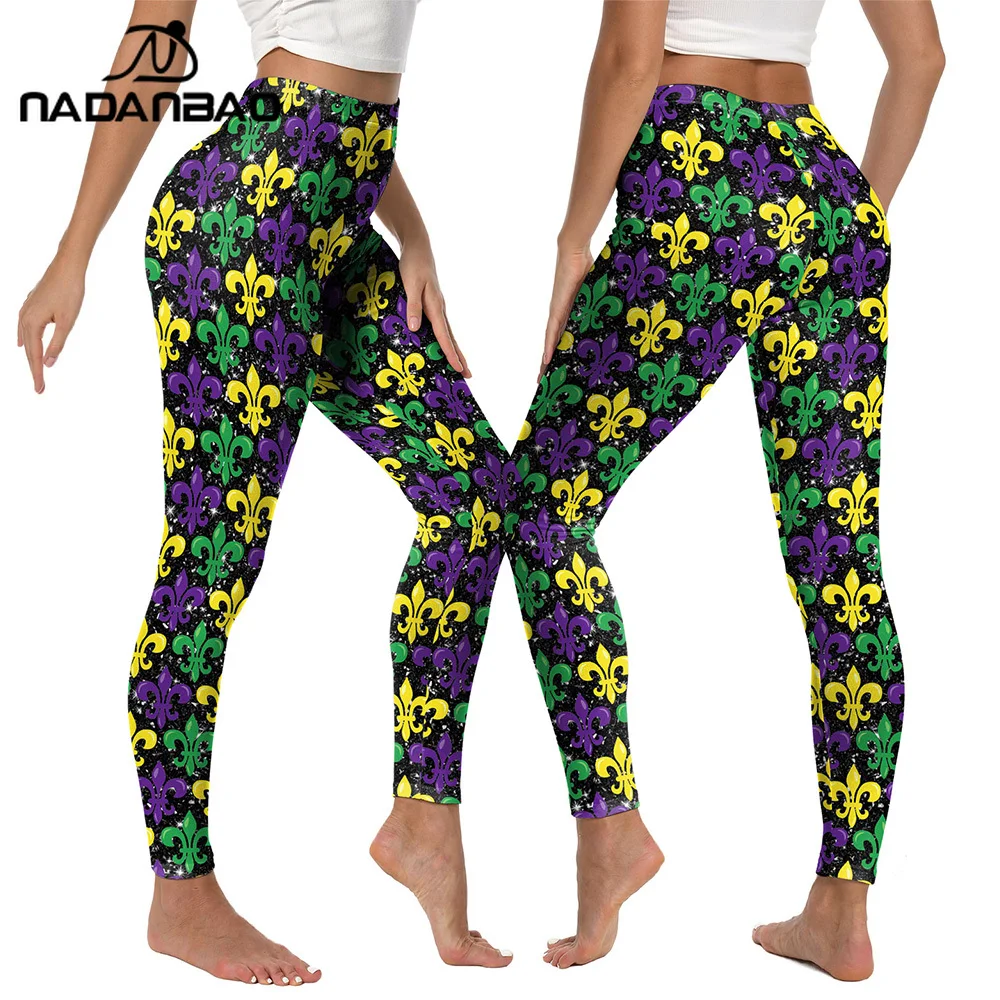 Nadanbao, трехцветные леггинсы с принтом fleur de lis