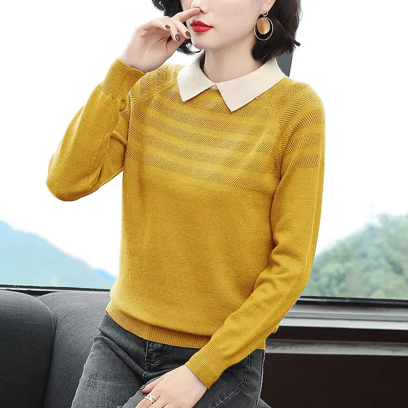 Модные вязаные свободные свитера с лацканами в корейском стиле - Фотография_4