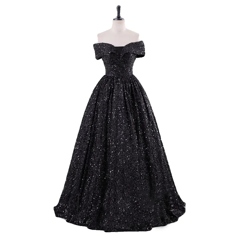 Года, вечернее платье на одно плечо с блестками - Фотография_5