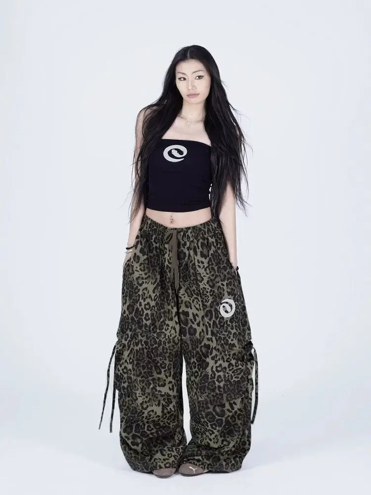 Houzhou винтажные леопардовые брюки-карго - Фотография_5