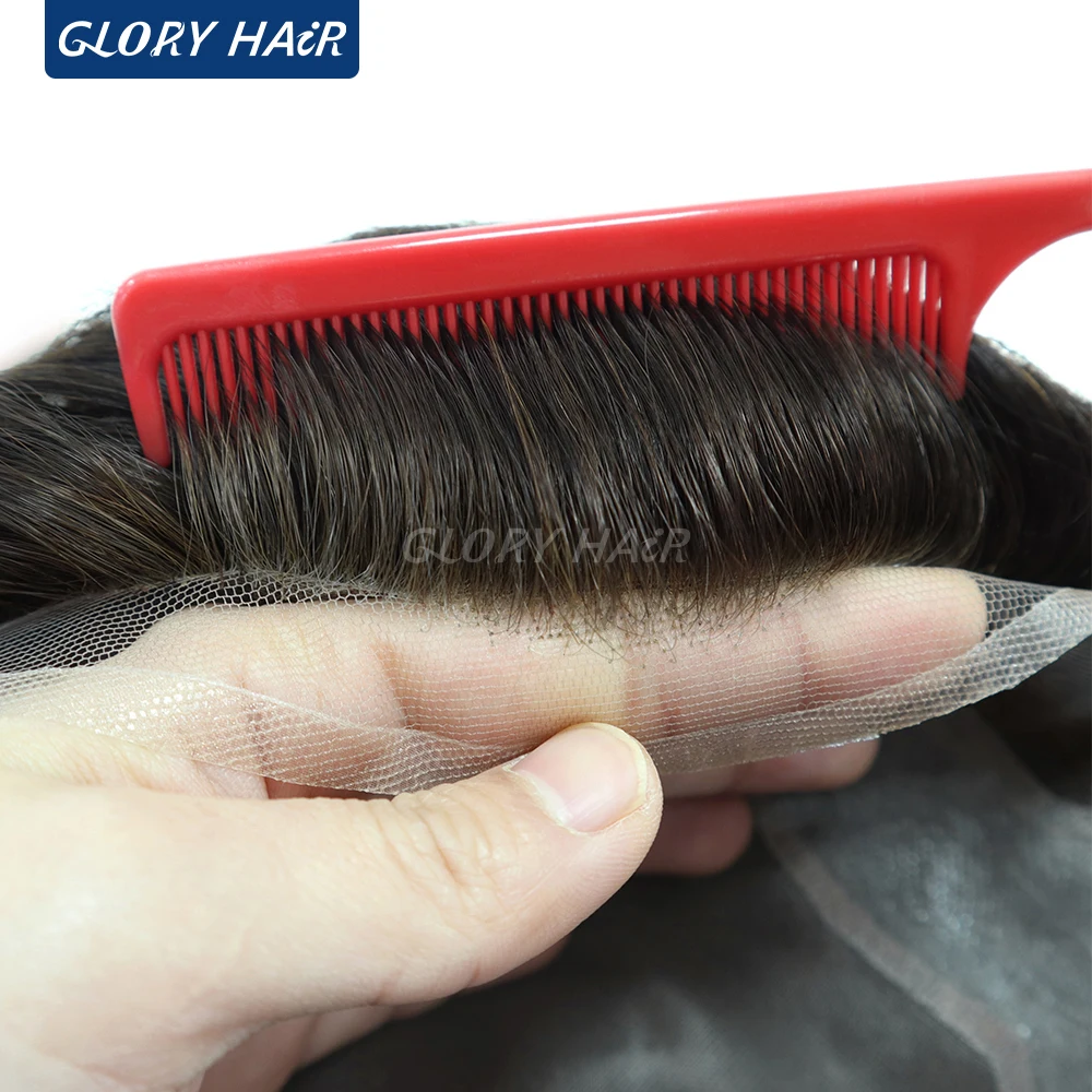 Gloryhair-mono кружевной мужской капиллярный протез из искусственной кожи - Фотография_5