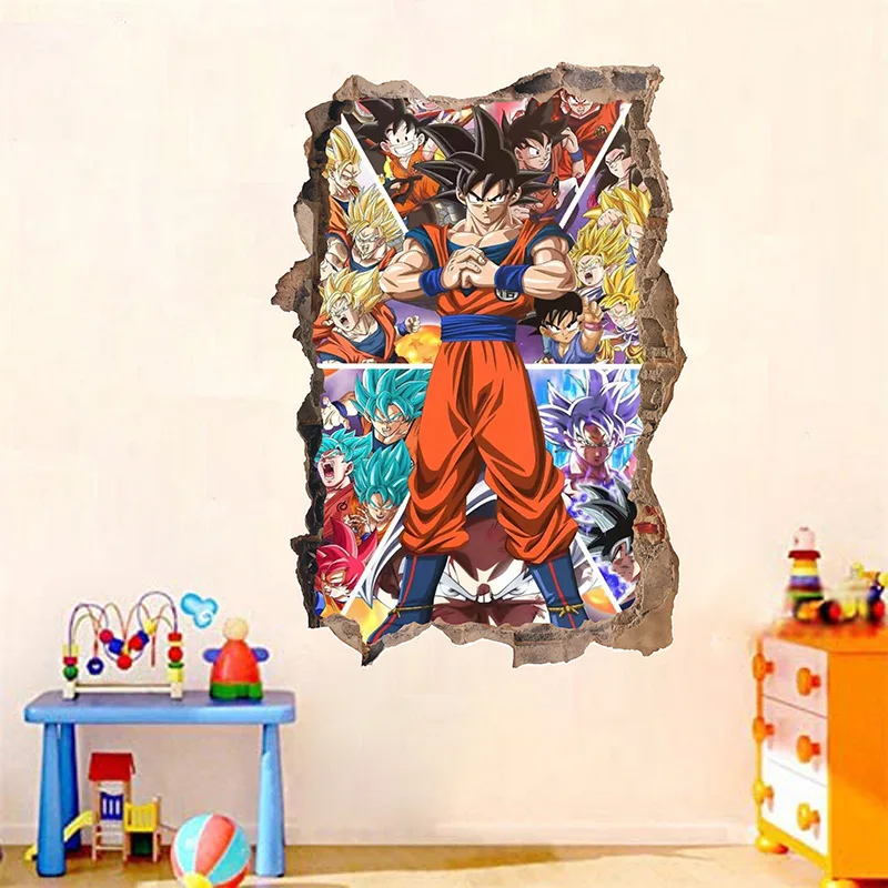 Наклейка на стену dragon ball goku sayajins