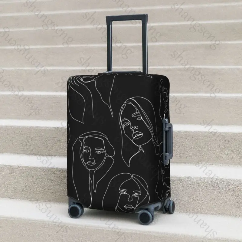 Линейный художественный толстый эластичный защитный чехол для багажа - Фотография_6