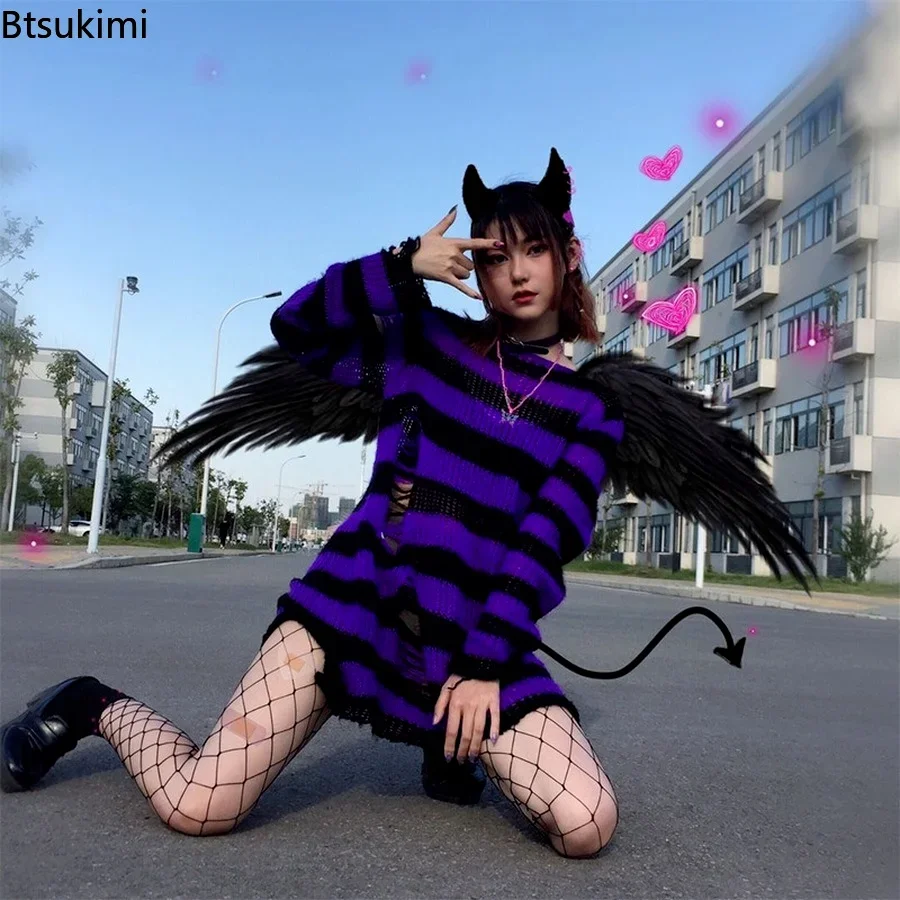 Женский длинный свитер в стиле панк - Фотография_5